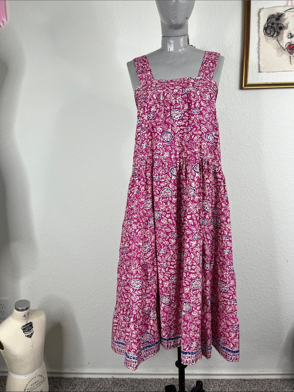 Natalie Martin Jasmine Dress in Floral Print Lavender Hot Pink Square Neck